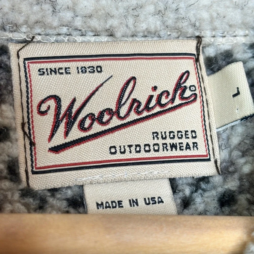 Woolrich Vintage USA Speckled Wool Blend Fleece Lined‎ Zip Up Cardigan Sweater L
